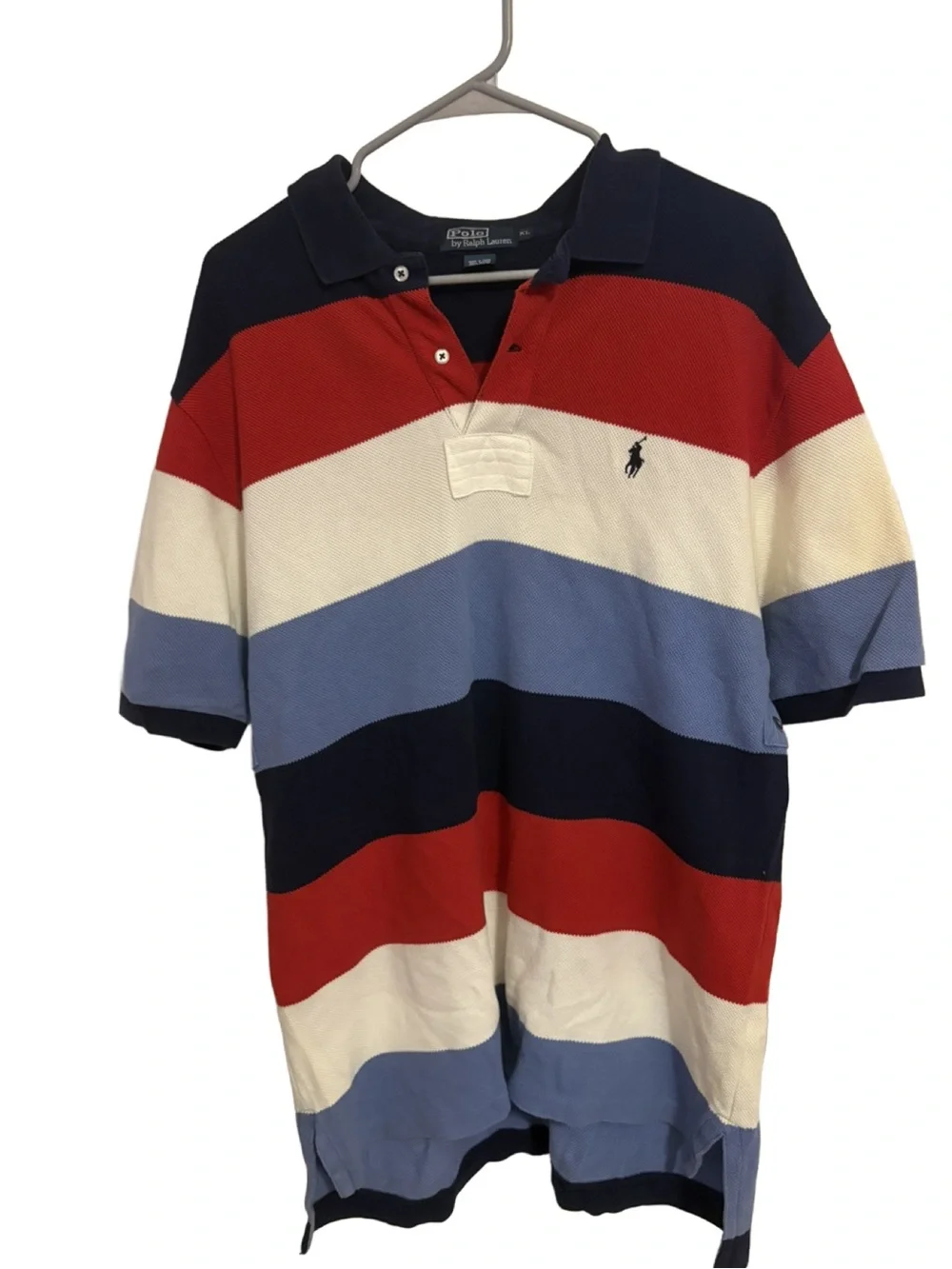 Ralph Lauren Navy and Red Striped Rugby Polo